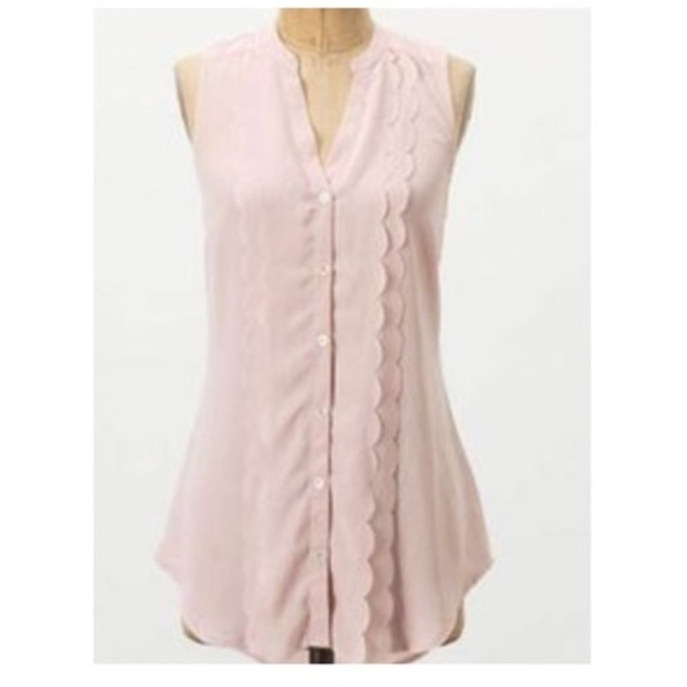 Meadow Rue Scalloped Sleeveless Blouse